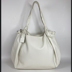 Plinio Visona Italy Ivory Cream Leather Knotted Hobo Shoulder Bag Tote